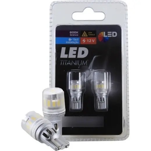 Par Lâmpada Led Titanium T10 Pingão 13 Leds Shocklight - (SLL-1210T)