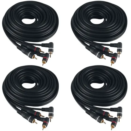 Kit 4 Cabos Rca 5 Metros Som Automotivo E Amplificador Kx3