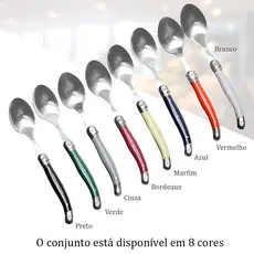Jogo De Talheres 6 Colheres Inox Laguiole La Tour Com Bandeja Para Mesa Posta