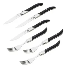 Jogo De Talheres Laguiole Inox 6 Peças Facas E Garfos Luxo