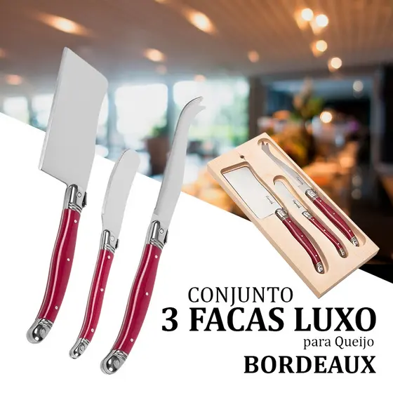 Kit Jogo Facas Laguiole Inox Manteiga E Queijo Mais Bandejas
