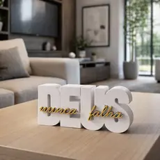 Placa Frase Decorativa Deus Nunca Falha  Religioso Moderno  Mesa Quarto Escritório Presente Criativo