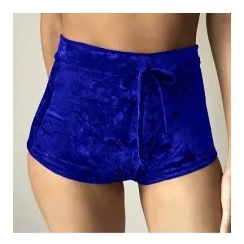 Short Feminino Shortinho  Vinho Azul Curto Pronta Entrega Veludo