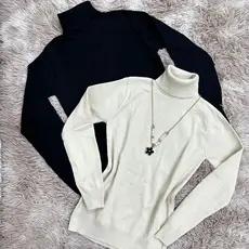 Kit2 Blusa gola alto feminina manga longa básica trico cacharreu cacharrel sueter liso