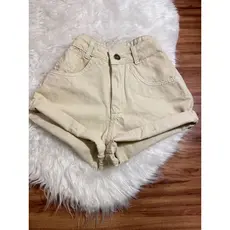 Short mom jeans colorido cintura alta sem lycra