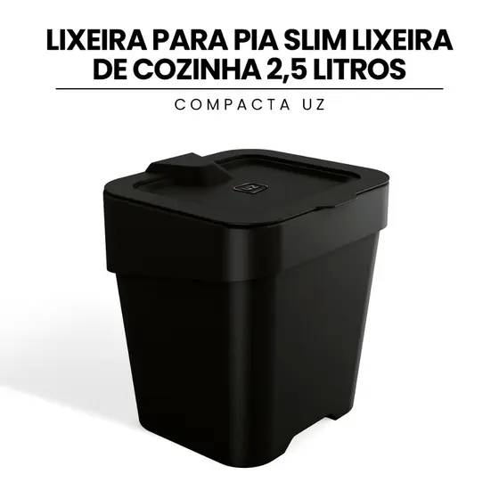 Lixeira Para Pia Slim Lixeira de Cozinha 2,5 Litros Compacta Uz