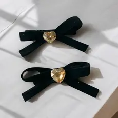 Kit Presilhas de Cabelo Feminina Preta com Laço de Fita -YL