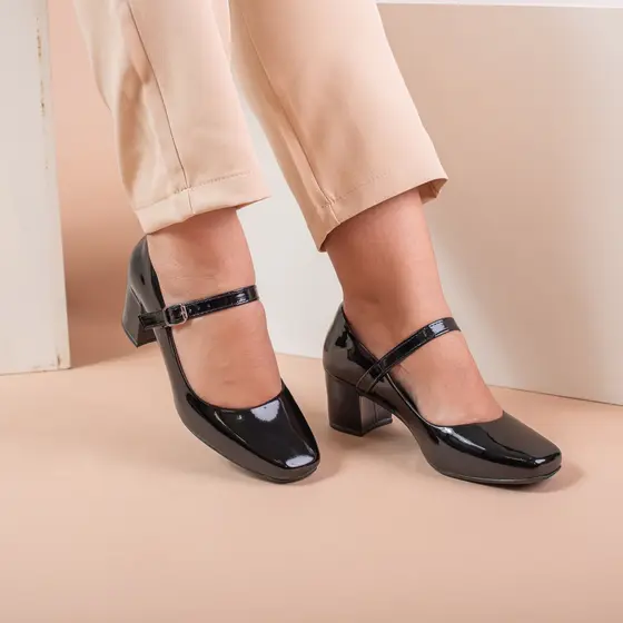 Sapato feminino scarpin Slingback boneca salto baixo bloco sapato social fivela  Mary Jane Boho