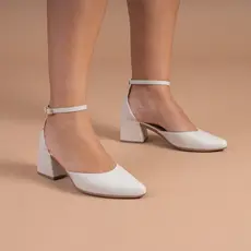 Sapato Feminino Social Scarpin Bico Fino Salto Bloco Slingback Elegante Moda Fivela