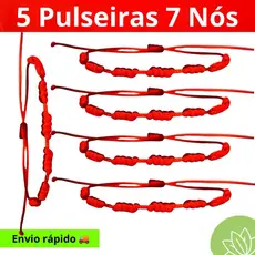 KIT 5 Pulseiras 7 Nós Vermelha Kabbalah - Contra inveja e mal olhado - Cabala Kabala
