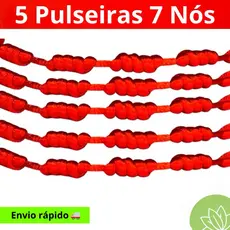 KIT com 5 Pulseiras Kabbalah - Pulseiras 7 nós Vermelha - contra inveja e mal olhado.