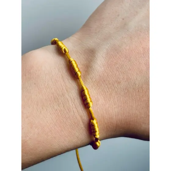 Pulseira Kabbalah Dourada 7 nós - contra inveja e mau olhado - cabala prosperidade