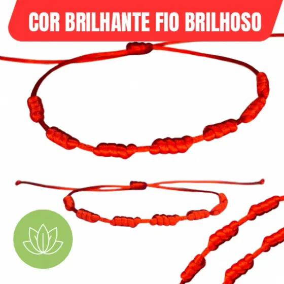 Pulseiras Kabbalah 7 Nós vermelha - Contra inveja e Mau olhado - Cabala Kabala
