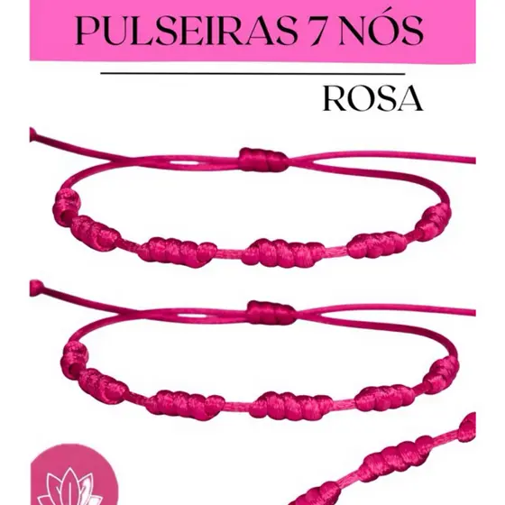 PULSEIRA KABALLAH ROSA - cabala 7 nós  Rosa - contra inveja e mal olhado - trazendo energias positivas