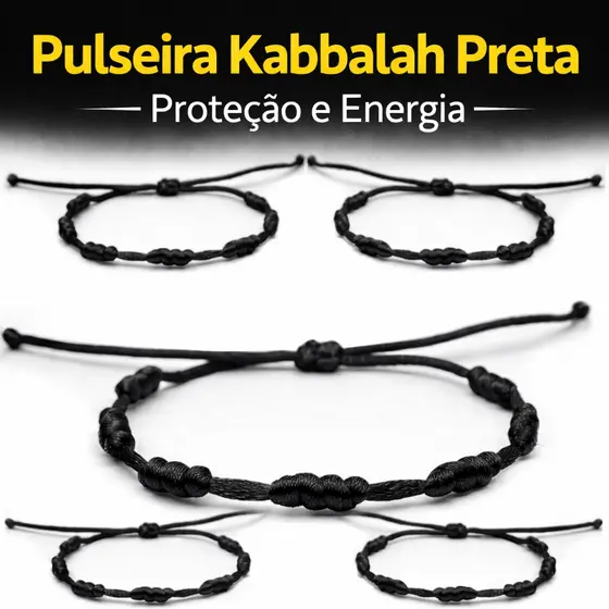 Pulseiras Pretas 7 Nós Kabbalah contra inveja Cabala