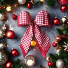 6 laço de Natal xadrez triplo artesanal / laços grande para árvore guirlandas presente