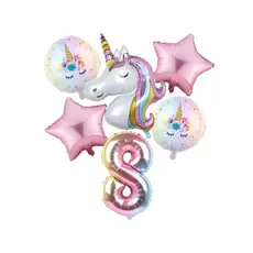 bexiga balão unicórnio metaizado com número 8/balão unicórnio kit 5 Balao