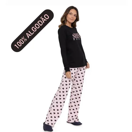 Pijama Feminino Em Algodão Longo /pijama Feminino longo Inverno