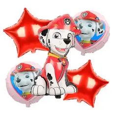 5 balão bexiga festa patrulha canina / balão metalizado decoração festa patrulha canina vermelho