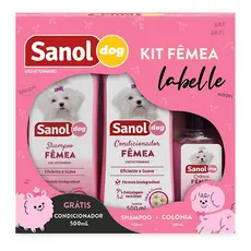 Kit Banho Sanol Dog Femea Labelle (Shampoo + Condicionador + Colônia)