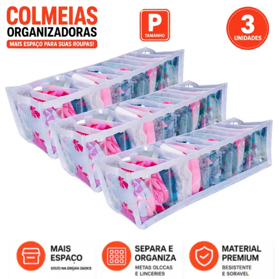 Kit 3 Colmeias Organizadoras P para Gavetas Organizador Guarda Roupa calcinha cueca meia bebes