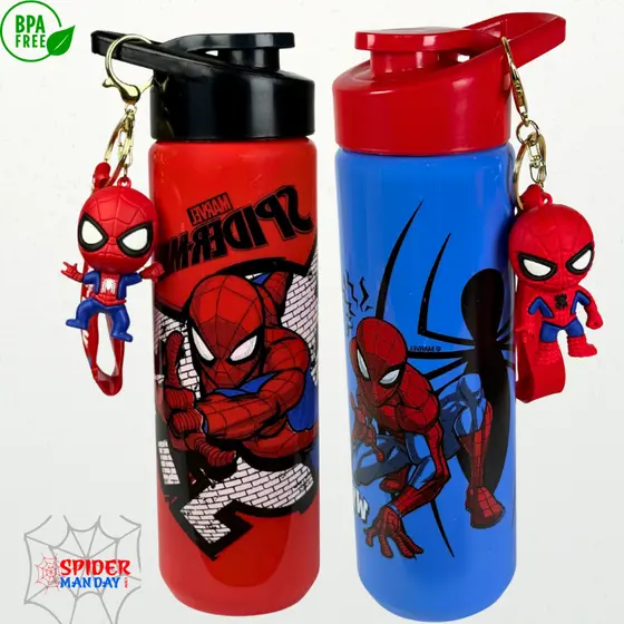 Garrafinha Squeeze Infantil Homem Aranha 700ml com Chaveiro Escolar