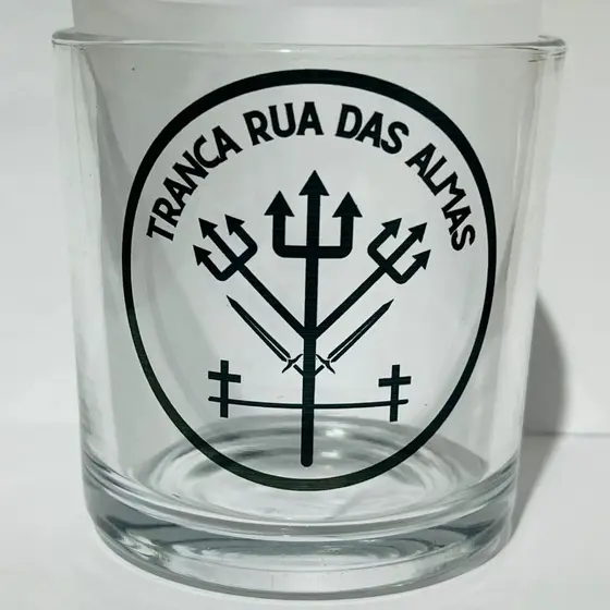 COPO DE BEBIDA E WISKY EXU TRANCA RUA DAS ALMAS 260ML VIDRO - UMBANDA KIMBANDA CANDOMBLÉ