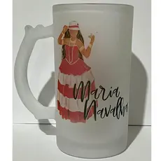 CANECA DE CHOPP CERVEJA E BEBIDAS MARIA NAVALHA VIDRO JATEADO FOSCO 475ML MALANDROS UMBANDA CATIMBO JUREMA