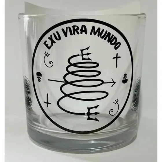 COPO DE BEBIDAS EXU VIRA MUNDO 260ML VIDRO - UMBANDA KIMBANDA CANDOMBLÉ