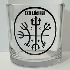 COPO DE WISKY E BEBIDAS EXÚ LÚCIFER KIMBANDA BATUQUE UMBANDA CANDOMBLÉ 260ML VIDRO