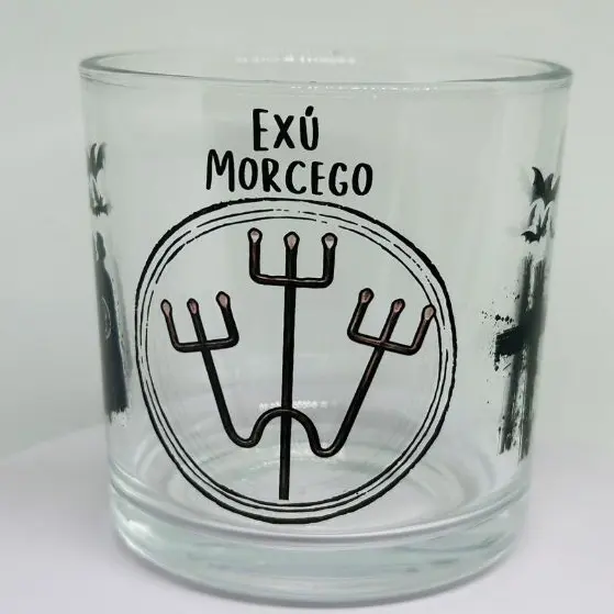 COPO DE WISKY E BEBIDAS EXÚ MORCEGO UMBANDA QUIMBANDA CANDOMBLÉ 260ML VIDRO - FERRAMENTA