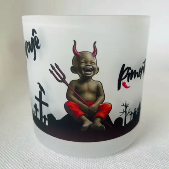 COPO DE BEBIDA WISKY E OFERTÓRIO EXU MIRIM PIMENTINHA 260ML VIDRO - UMBANDA QUIMBANDA E CANDOMBLÉ