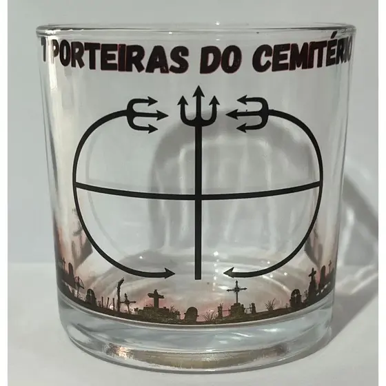 COPO DO BEBIDA E WISKY EXÚ 7 PORTEIRAS DO CEMITÉRIO 260ML - VIDRO - UMABANDA QUIMBANDA E CANDOMBLE