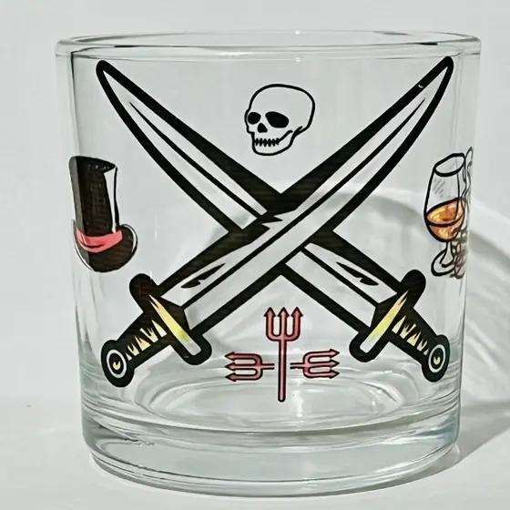 Copo de EXÚ DA FALANGE DE OGUM Whisky e bebidas - Umbanda, Quimbanda e Candomblé Vidro 260ml