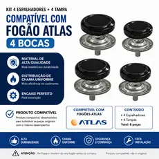 Kit Fogão Atlas Mônaco Espalhador com Queimador 4 Bocas