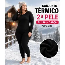Conjunto Feminino Blusa Térmica Flanelada PLUS + Calça Térmica Flanelada PLUS SIZE