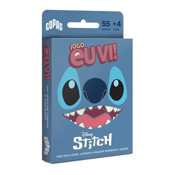 JOGO EU VI! STITCH COPAG 55 CARTAS BARALHO DISNEY DIVERSÃO E BRINCADEIRA RACIOCÍNIO CRIANÇA INFANTIL