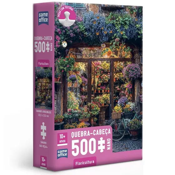 QUEBRA CABEÇA NANO FLORICULTURA 500 PEÇAS PEQUENAS TOYSTER GAME OFFICE FLORES COR BICICLETA IA MINI