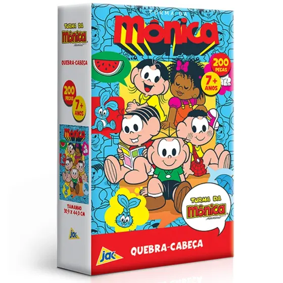 QUEBRA CABEÇA TURMA DA MÔNICA 200 PEÇAS TOYSTER DESENHO MAGALI CEBOLINHA CASCÃO MILENA COELHO SANSÃO