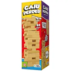 JOGO CAIU PERDEU 54 PEÇAS MADEIRA REFLORESTADA MDF PAIS E FILHOS TORRE BRINQUEDO DERRUBAR EQUILIBRAR