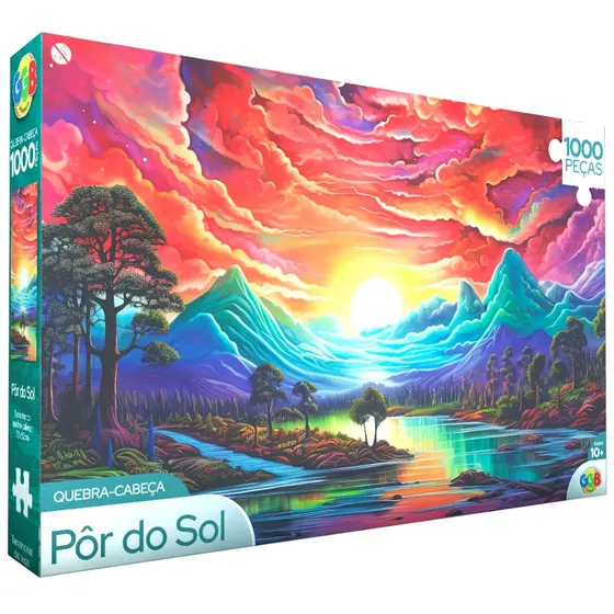 QUEBRA CABEÇA PÔR DO SOL 1000 PEÇAS GGB BRINQUEDOS PUZZLE PAISAGEM PONTO TURÍSTICO QUADRO SUNSET RIO