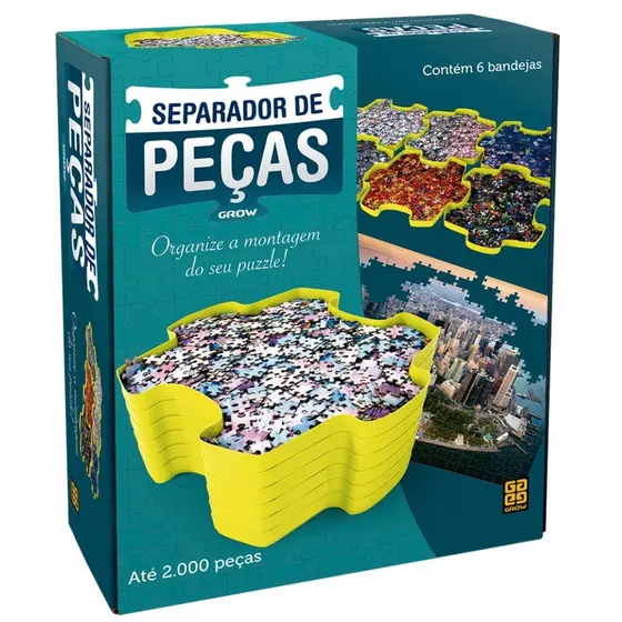 SEPARADOR DE PEÇAS PUZZLE QUEBRA CABEÇA GROW ATÉ 2000 PCS 6 BANDEJAS EMPILHÁVEIS COLORIDAS ARMAZENA