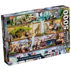 QUEBRA CABEÇA O INCRÍVEL REINO ANIMAL 5000 PEÇAS GROW PUZZLE QUADRO HABITAT URSO TIGRE ELEFANTE LOBO