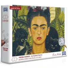 QUEBRA CABEÇA FRIDA KAHLO AUTORRETRATO 1000 PEÇAS TOYSTER PUZZLE OBRA ARTE PINTORA BEIJA FLOR MULHER