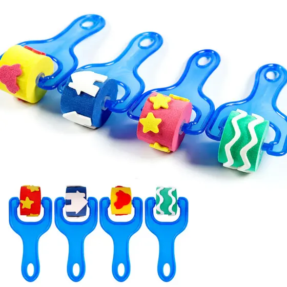 Kit 4 Rolo de Pintura Textura Artesanatos Escolar Infantil