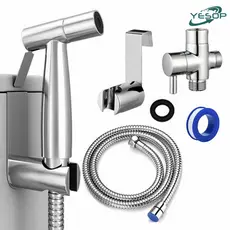 Ducha Higiênica Completa Quadrado Aço Inox 304 Prata Escovado Yesop