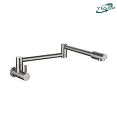 YESOP Torneira Cozinha De Parede Articulável Dobrável Inox Escovado Prata 40cm Gourmet Premium