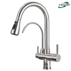 YESOP Torneira Cozinha Gourmet Com Saída Para Filtros Misturador Monocomando Extensível Inox 40cm
