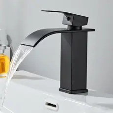 Torneira Preta Banheiro Cascata Misturador Monocomando Bica Baixa Quente E Fria Fosco Yesop