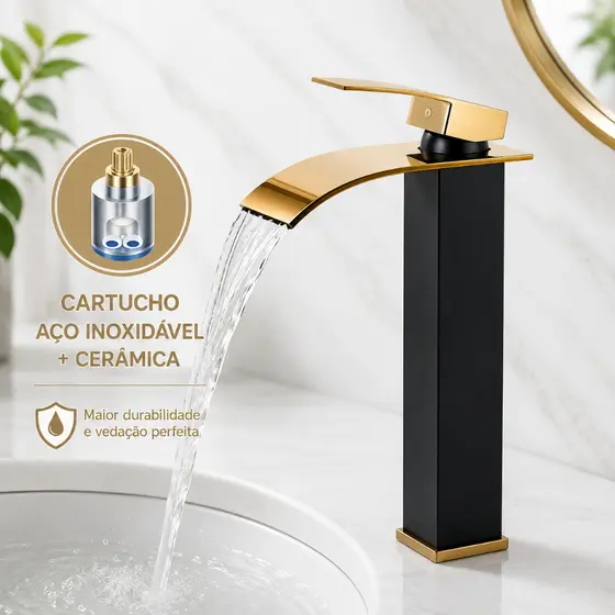 Espessamento de alta qualidade Torneira Banheiro Aço Inox Luxo Saída De Cascata Quente E Fria Misturador Yesop